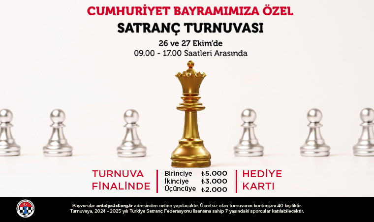 ÖDÜLLÜ SATRANÇ TURNUVASI ÖZDİLEKPARK ANTALYA'DA!